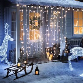   Karácsonyi LED fényfüggöny - 220 x 150 cm - melegfehér - 8 funkció - IP44