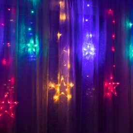   Karácsonyi LED fényfüzér - csillagok - multicolor - 6 nagy, 6 kicsi - 3 x 1 m